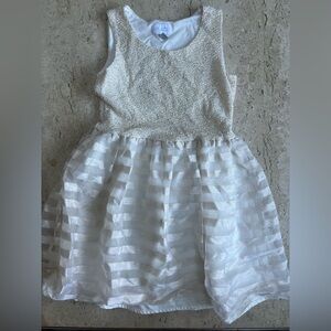 The Children’s Place Gold and White Striped Party Dress Size 10-12